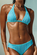 WAVE CHASER - Triangle Halter Top & Seamless Full Ruched Back Bottom • Aqua