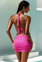 WAVE CHASER - Triangle Halter Top & Scrunch Up Mini Skirt • Fuchsia