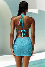 WAVE CHASER - Triangle Halter Top & Scrunch Up Mini Skirt • Aqua