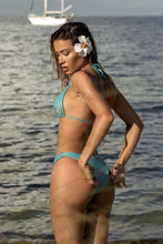 LUMINOUS - Seamless Triangle Top & High Leg Brazilian Bottom • Metallic Blue Influencer