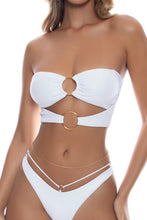 LUMINOUS - Double Loop Bandeau Crop Top  & Strappy Loop Brazilian Scrunch Bottom • Chrome White