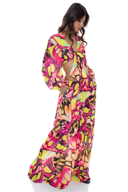 FLUTTER - Multiway Tie Crop & Palazzo Pant • Multicolor