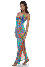 IN THE GROOVE - Drawstring Peek A Boo Maxi Dress • Multicolor
