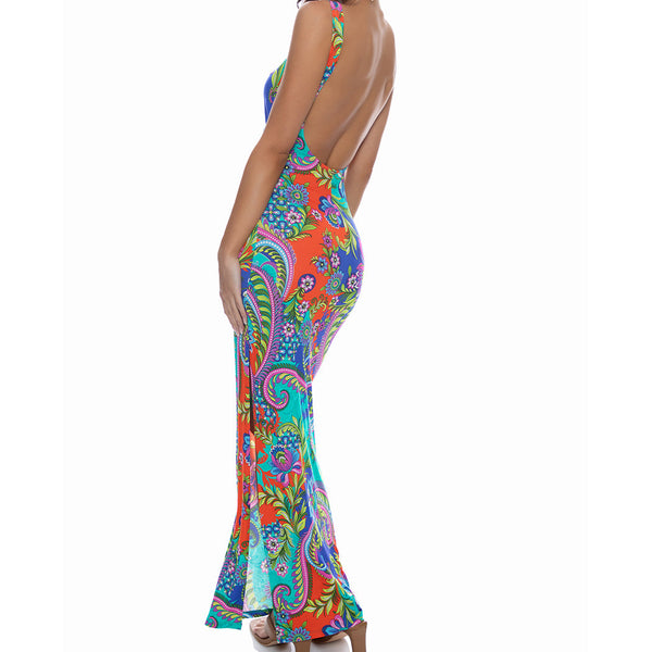 IN THE GROOVE - Drawstring Peek A Boo Maxi Dress