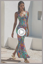 IN THE GROOVE - Drawstring Peek A Boo Maxi Dress • Multicolor