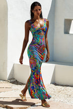 IN THE GROOVE - Drawstring Peek A Boo Maxi Dress • Multicolor