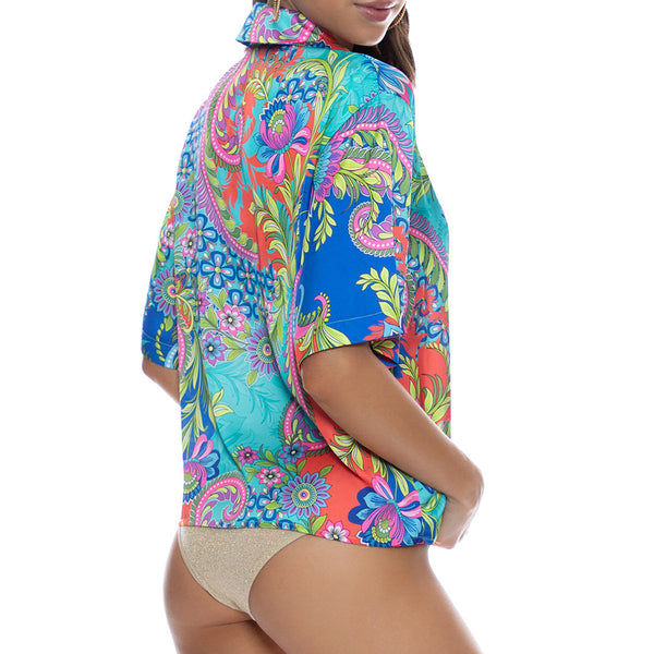 IN THE GROOVE - Short Sleeve Collared Blouse