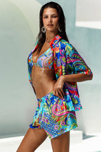 IN THE GROOVE - Short Sleeve Collared Blouse & Elastic Waistband Short • Multicolor