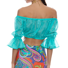 IN THE GROOVE - Off The Shoulder 3/4 Ruffless Sleeve Crop Top