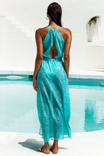 IN THE GROOVE - Halter Keyhole Maxi Dress • Aqua