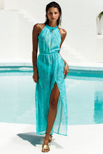 IN THE GROOVE - Halter Keyhole Maxi Dress • Aqua