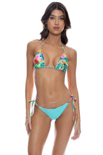 WILD BLOOMS - Ring Strap Triangle Top & Ring Seamless Ruched Back Brazilian Tie Side Bottom • Multicolor