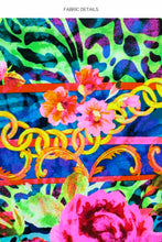 WILD BLOOMS - Peek A Boo Ring Long Sleeve Top & Scrunched Up Mini Skirt • Multicolor