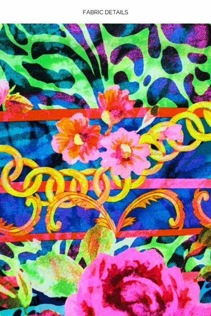 WILD BLOOMS - Peek A Boo Ring Long Sleeve Top & Scrunched Up Mini Skirt • Multicolor