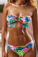 WILD BLOOMS - Double Loop Bandeau Crop Top  & Seamless Full Ruched Back Bottom • Multicolor
