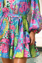 SEAGLASS FANTASY - Long Sleeve Tiereel Ruffle Mini Dress • Multicolor