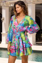 SEAGLASS FANTASY - Long Sleeve Tiereel Ruffle Mini Dress • Multicolor