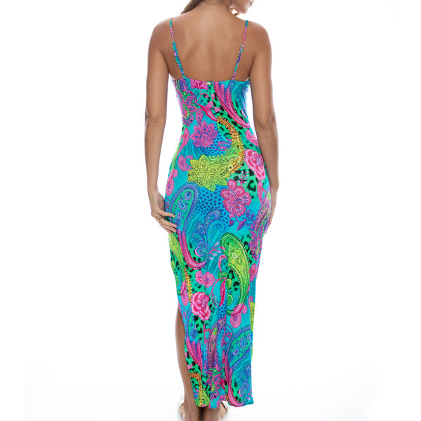 SEAGLASS FANTASY - Fitted Side Slit Maxi Dress