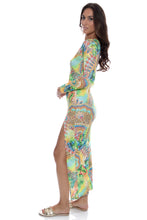 SUN STONES - Long Sleeve Keyhole Cut Out Maxi Dress • Multicolor
