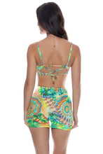 SUN STONES - Underwire Plunge Top & Scrunched Up Mini Skirt • Multicolor