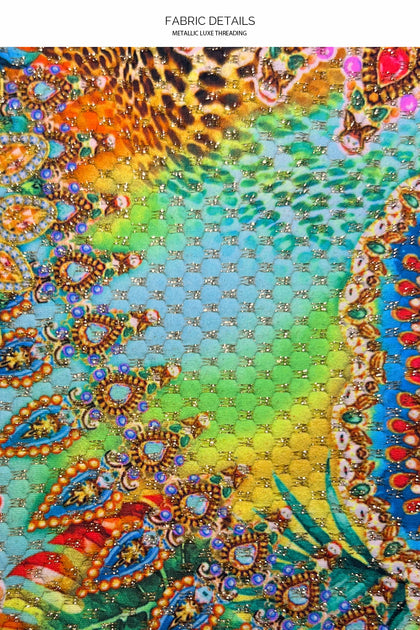 SUN STONES - Looped Triangle Top & Ring Seamless Ruched Back Brazilian Tie Side Bottom • Multicolor