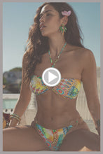 SUN STONES - Drawstring Bandeau Top & Ring Brazilian Bottom • Multicolor