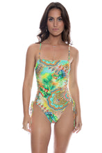 SUN STONES - Rings Square Neck Laced Up One Piece • Multicolor
