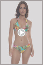 VISIONS OF PARADISE - Triangle Halter Top & Seamless Full Ruched Back Bottom • Multicolor