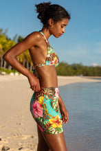VISIONS OF PARADISE - Triangle Halter Top & Scrunch Up Mini Skirt • Multicolor