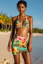 VISIONS OF PARADISE - Triangle Halter Top & Scrunch Up Mini Skirt • Multicolor