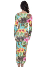 VISIONS OF PARADISE - Long Sleeve Keyhole Cut Out Maxi Dress • Multicolor