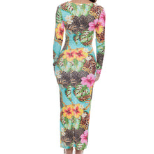 VISIONS OF PARADISE - Long Sleeve Keyhole Cut Out Maxi Dress