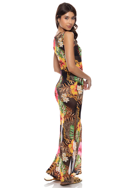 VISIONS OF PARADISE - Maxi Tank Dress • Multi Black