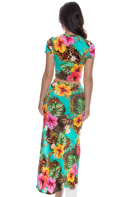 VISIONS OF PARADISE - Crop Top & Chain Skirt • Multicolor