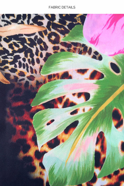 VISIONS OF PARADISE - Molded Push Up Bandeau Halter Top & Elastic Waistband Pant • Multi Black