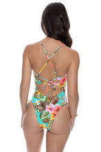 VISIONS OF PARADISE - Chain Square Neck Laced Up One Piece • Multicolor