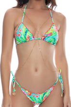 CARIBBEAN FANTASY - Crystallized Wavy Triangle Top & Crystallized Wavy Brazilian Tie Side Ruched Back Bottom • Multicolor