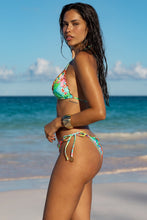 CARIBBEAN FANTASY - Crystallized Wavy Triangle Top & Crystallized Wavy Brazilian Tie Side Ruched Back Bottom • Multicolor