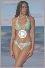 CARIBBEAN FANTASY - Wavy Triangle Halter Top & Wavy Full Ruched Back Bottom • Multicolor