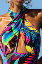 NEON NIGHTS - Halter Neck Cut Out Long Dress • Multicolor