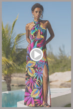 NEON NIGHTS - Halter Neck Cut Out Long Dress • Multicolor