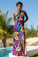 NEON NIGHTS - Halter Neck Cut Out Long Dress • Multicolor