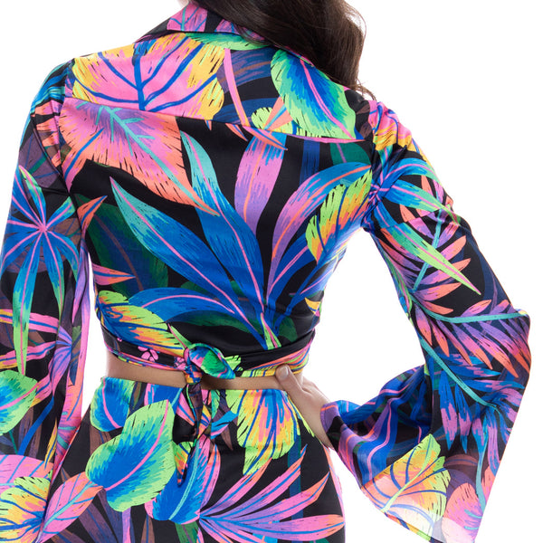 NEON NIGHTS - Cropped Tie Shirt