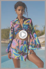 NEON NIGHTS - Cropped Tie Shirt & Skort • Multicolor