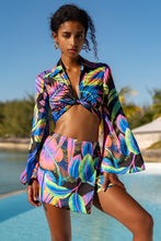 NEON NIGHTS - Cropped Tie Shirt & Skort • Multicolor