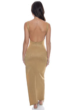 GOLDEN SUNSET - Drawstring Peek A Boo Maxi Dress • Gold