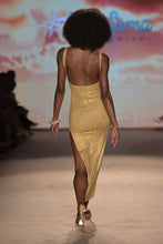 GOLDEN SUNSET - Drawstring Peek A Boo Maxi Dress • Gold Runway