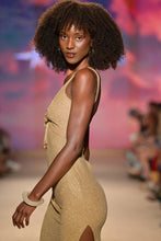 GOLDEN SUNSET - Drawstring Peek A Boo Maxi Dress • Gold Runway