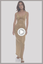 GOLDEN SUNSET - Drawstring Peek A Boo Maxi Dress • Gold