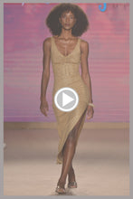 GOLDEN SUNSET - Drawstring Peek A Boo Maxi Dress • Gold Runway